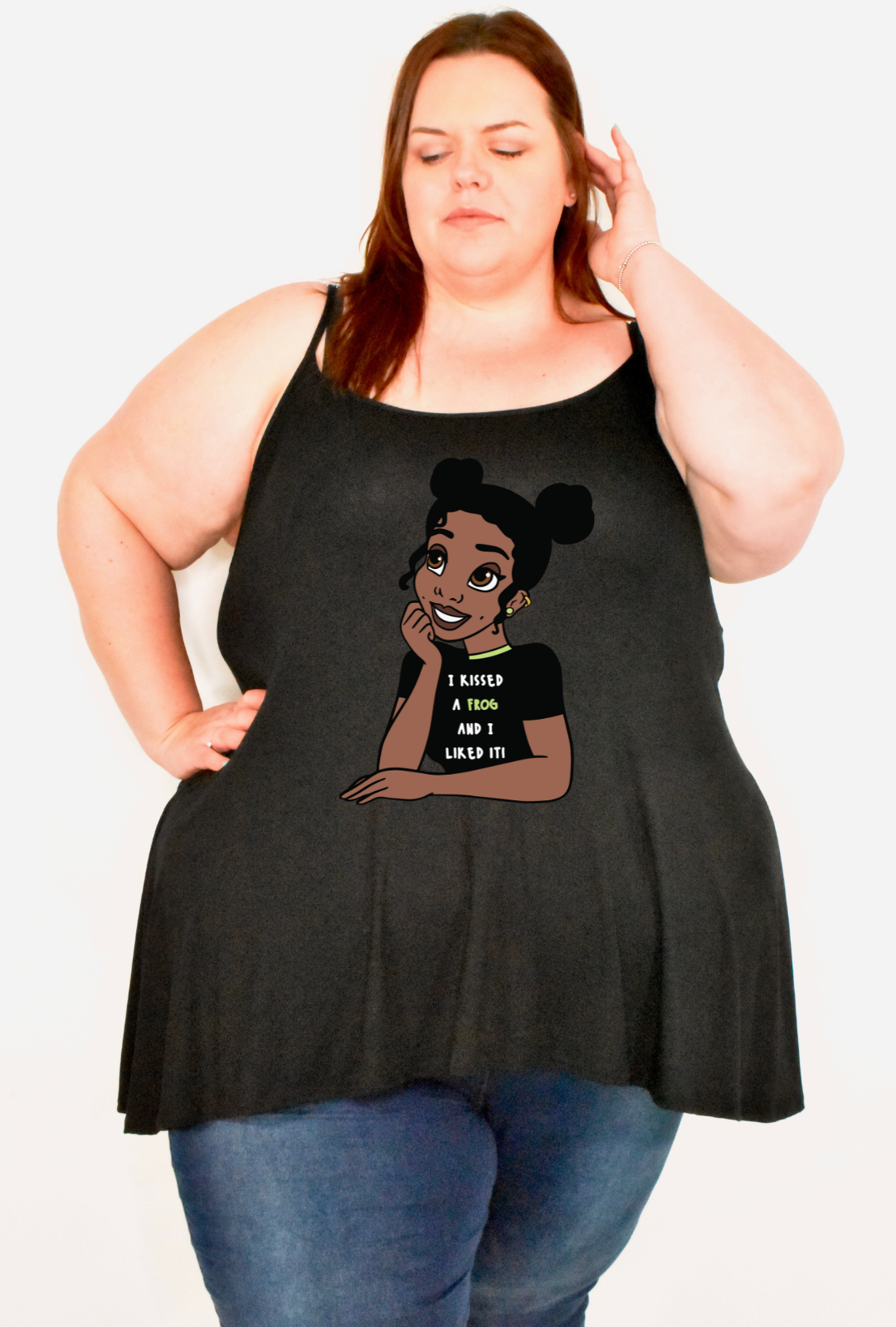 Black Punk Princess Printed Longline Camisole