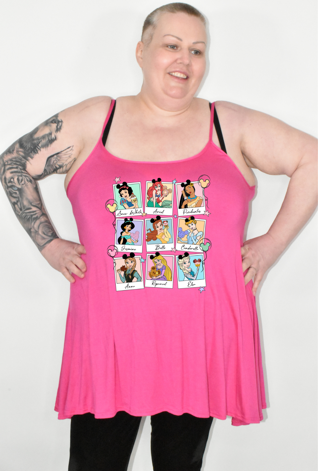 Hot Pink Park Princesses Printed Longline Camisole