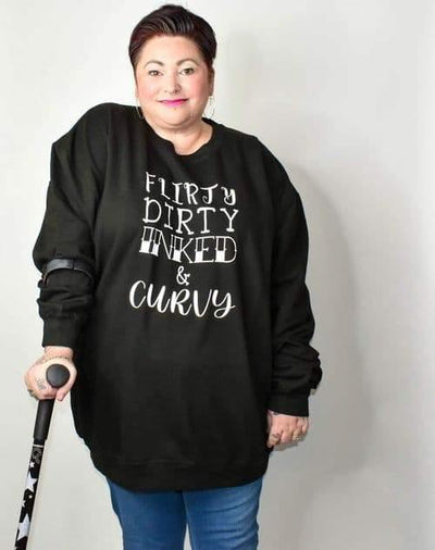 "Flirty, Dirty, Inked & Curvy" Longline Sweatshirt - Topsy Curvy Ltd