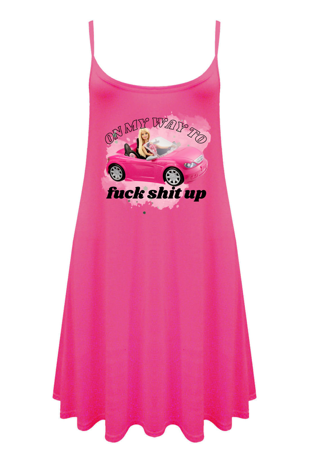 Hot Pink "On My Way" Printed Longline Camisole