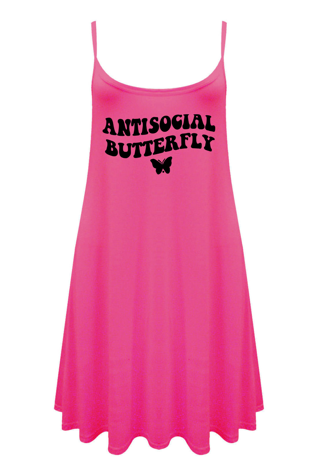 Hot Pink "Antisocial Butterfly" Printed Longline Camisole