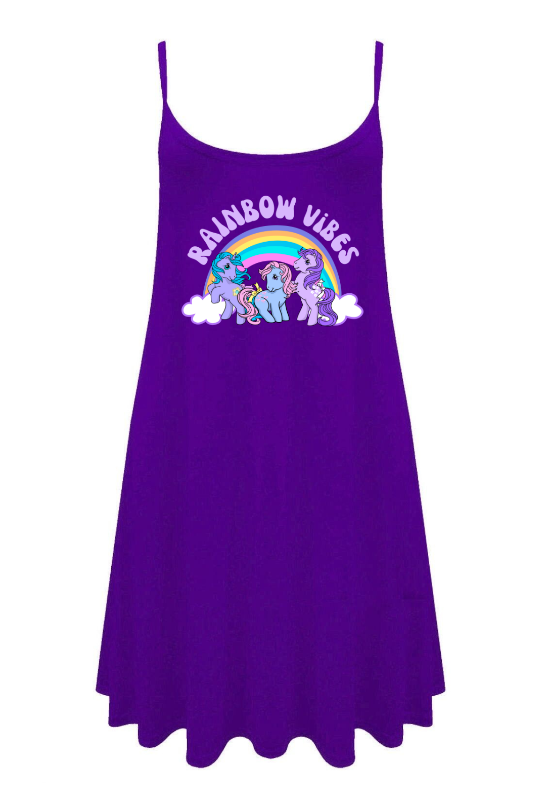 Purple "Rainbow Vibes" Printed Longline Camisole