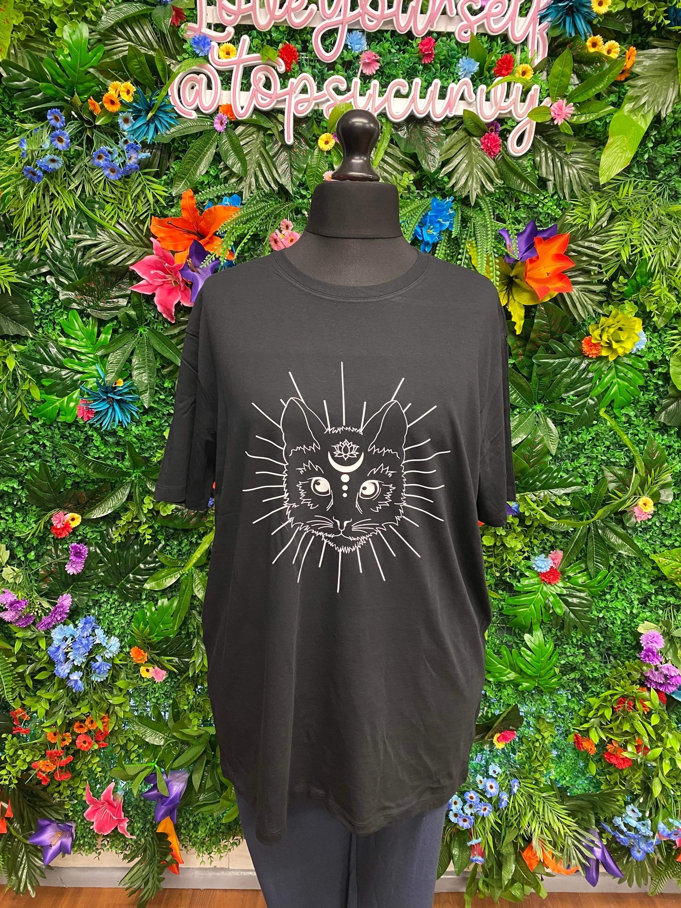 Black Celestial Kitty Unisex Slogan T-Shirt