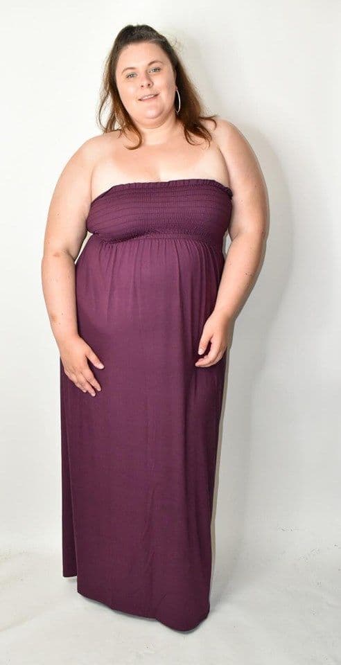 Shirred bandeau maxi top dress