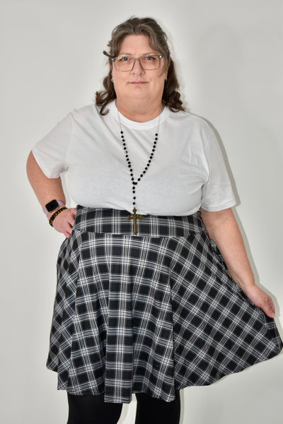 Monochrome Check Pocket Skater Skirt (Additional Size Added)