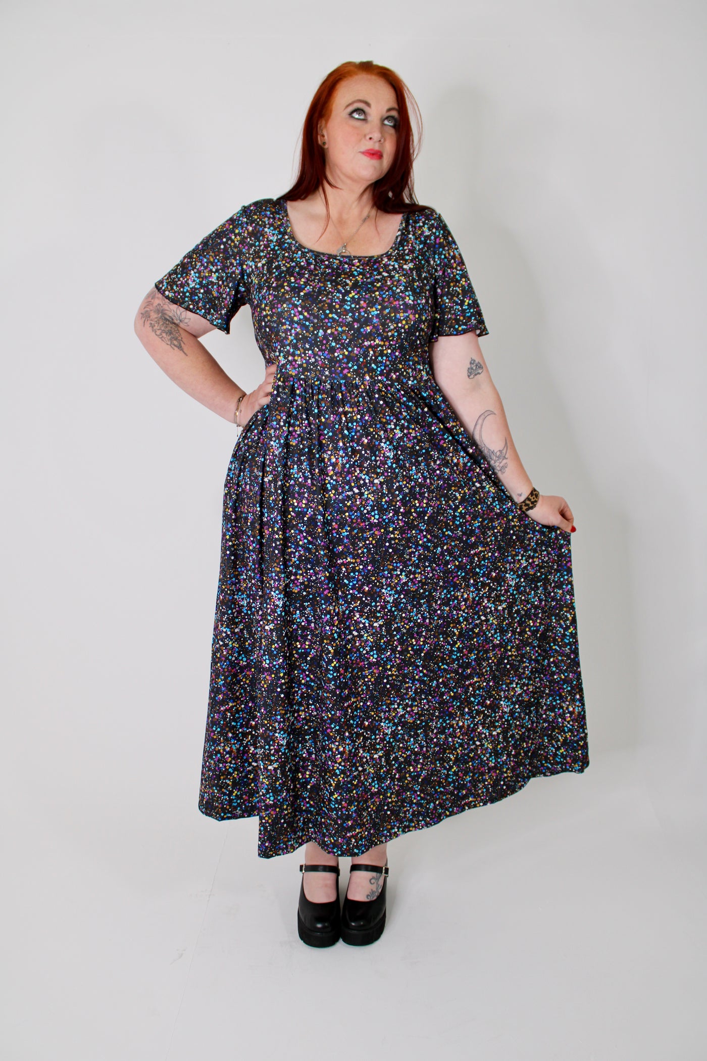 Glamorous Glitter Angel Sleeve Pocket Maxi Dress