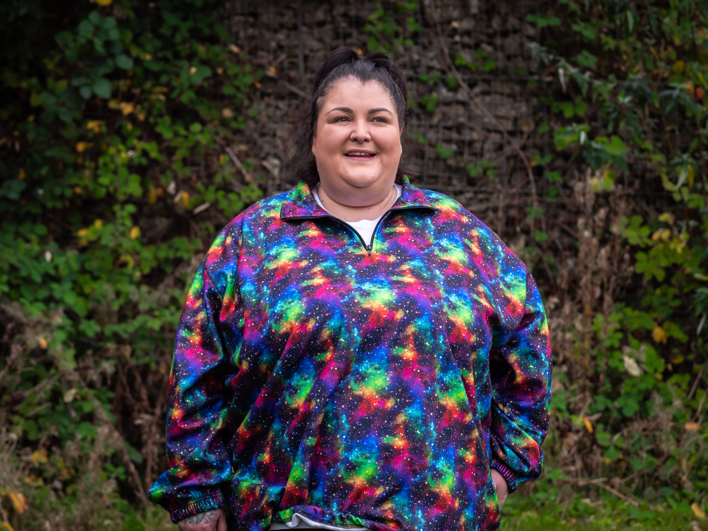 Rainbow Galaxy Zip Neck Polar Fleece