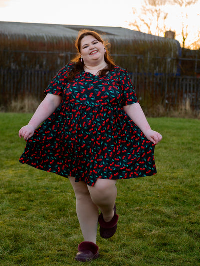 Cherry Baby Angel Sleeve Skater Dress