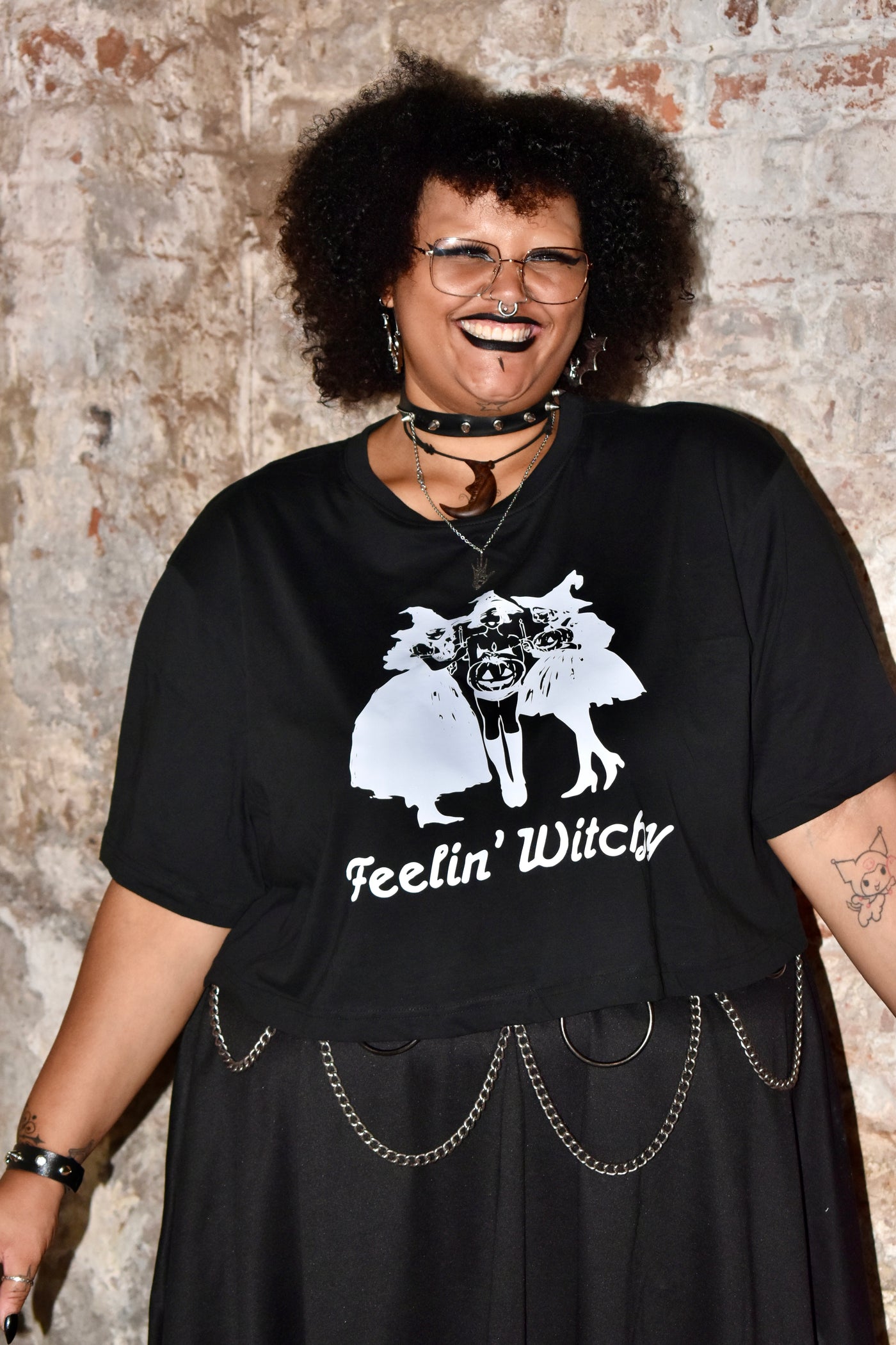 Black "Feeling Witchy" Unisex Cropped T-Shirt