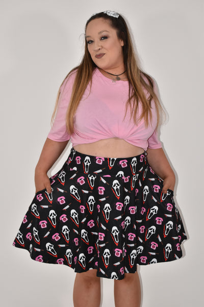 Black No You Hang Up Pocket Skater Skirt