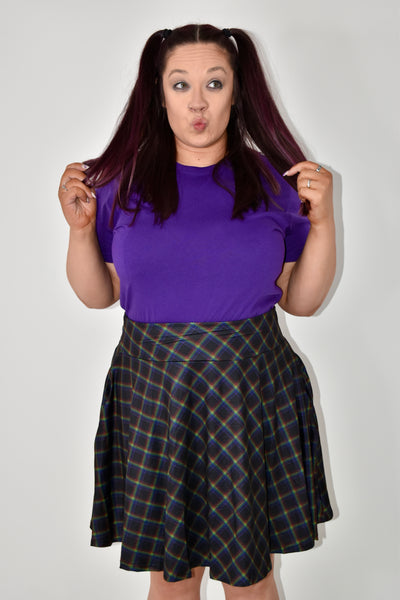 Rainbow Tartan Pocket Skater Skirt (Additional Size Added)