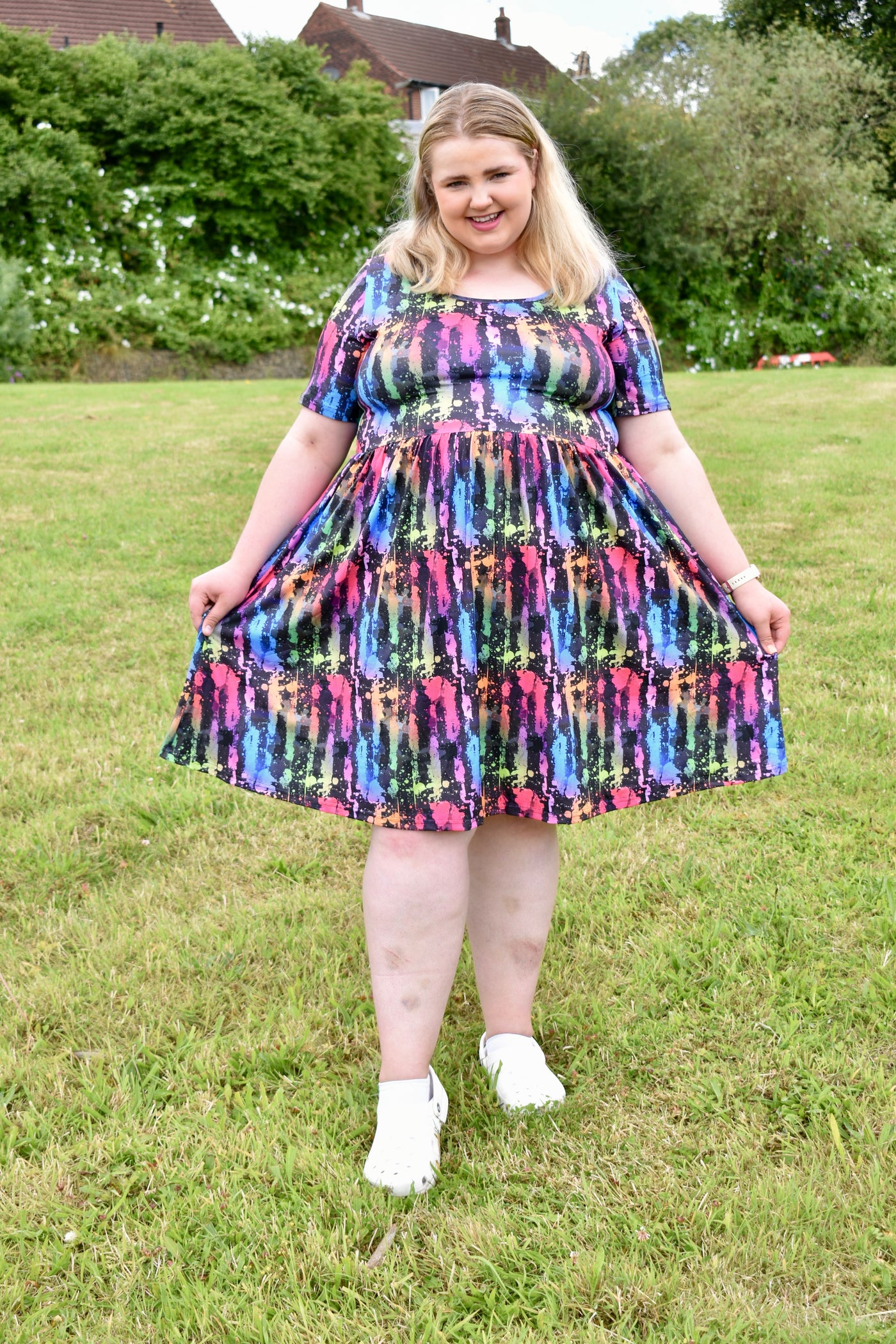 Rainbow Grunge 2-Way Pocket Skater Dress