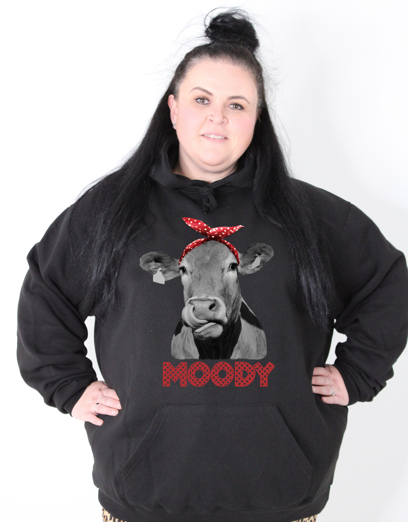 Black "Moody" Cow Standard Unisex Hoodie