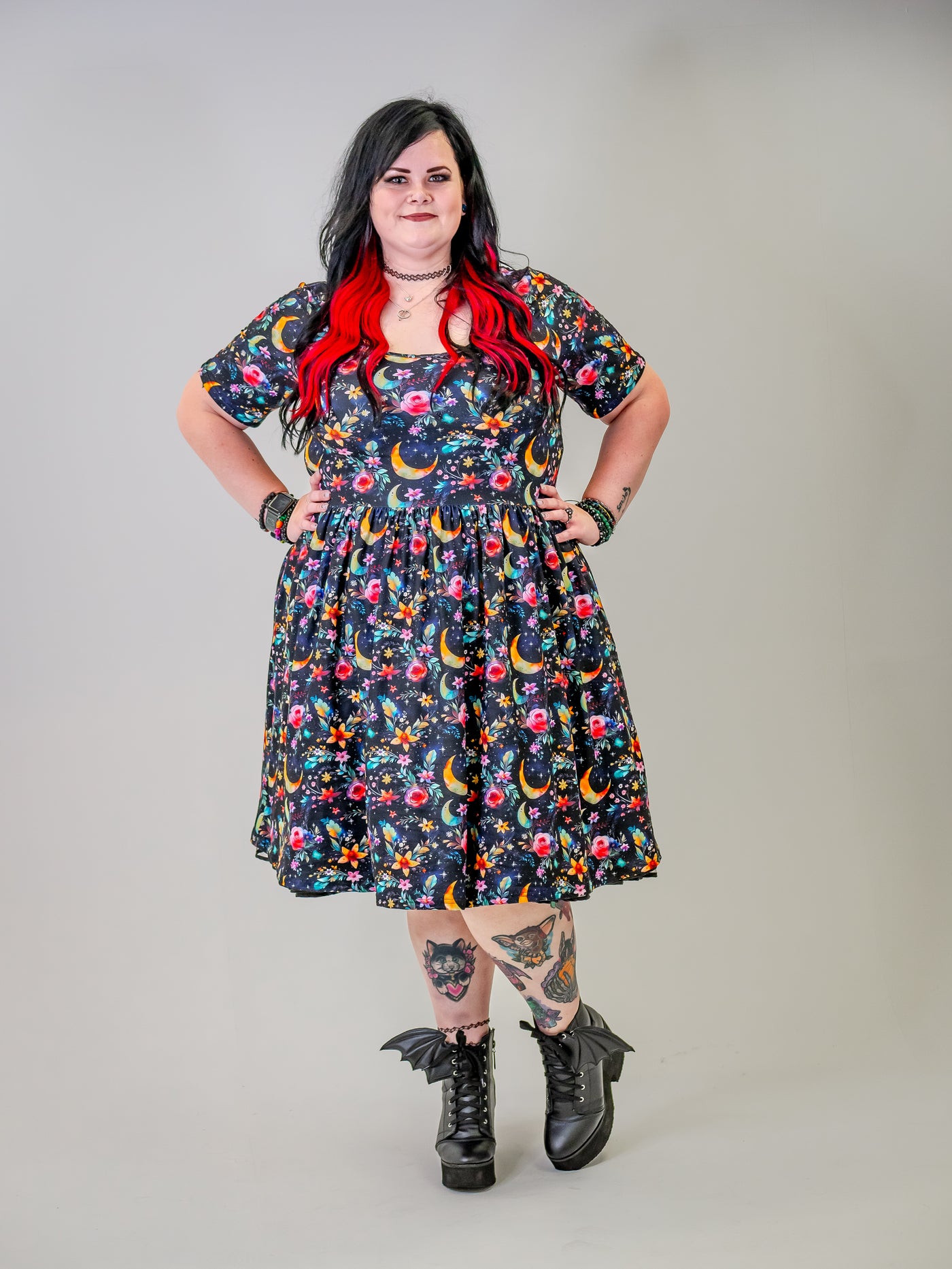 ****PREORDER FOR DELIVERY BY 23RD AUGUST****Witches Garden 2-Way Pocket Skater Dress