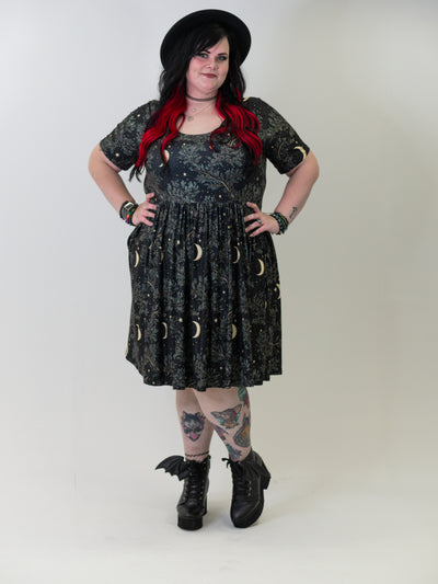 Pagan Night 2-Way Pocket Skater Dress