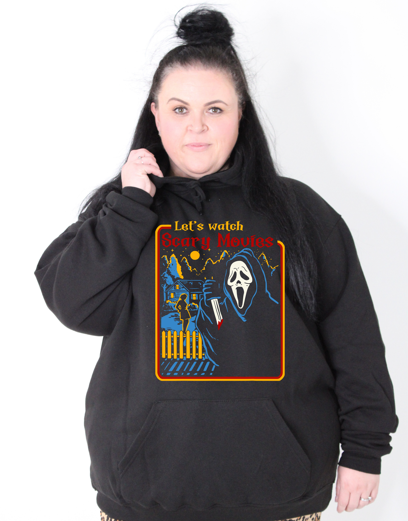 Black "Let's Watch Scary Movies" Standard Unisex Hoodie