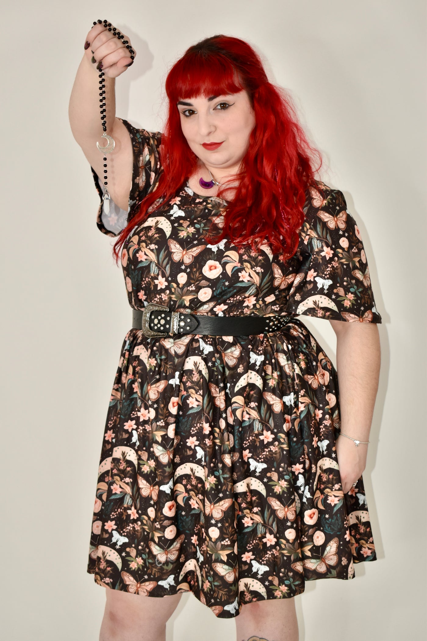 Lunar Garden Angel Sleeve Skater Dress