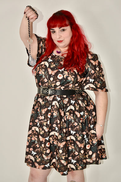Lunar Garden Angel Sleeve Skater Dress