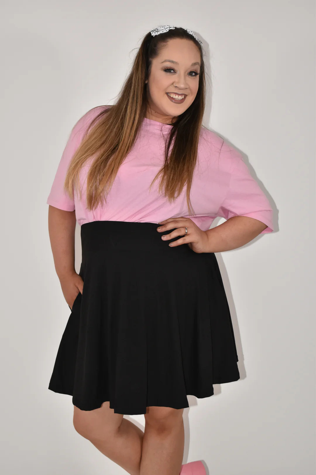 Black Pocket Skater Skirt (Additional Size Added)