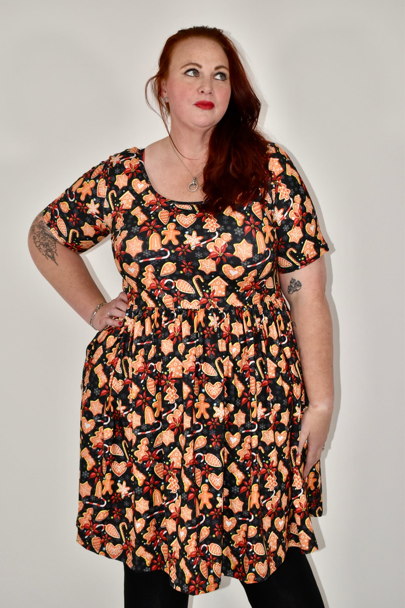 Gingerbread Treats 2-Way Pocket Skater Dress