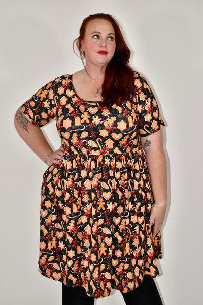 Gingerbread Treats 2-Way Pocket Skater Dress