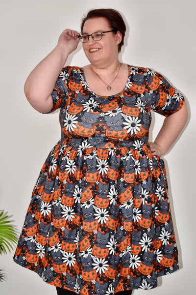 Limited Edition Purrfect Pumpkin 2-Way Pocket Skater Dress