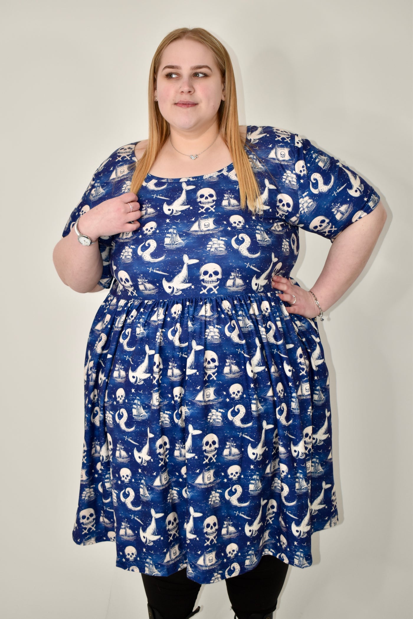 Ahoy There Sharky 2-Way Pocket Skater Dress