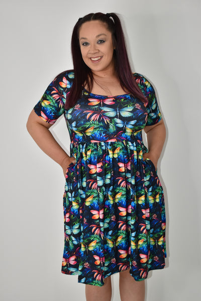 Dreaming Of Dragonflies 2-Way Pocket Skater Dress