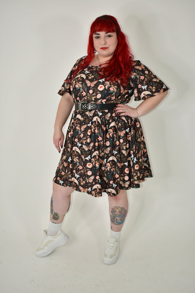 Lunar Garden Angel Sleeve Skater Dress