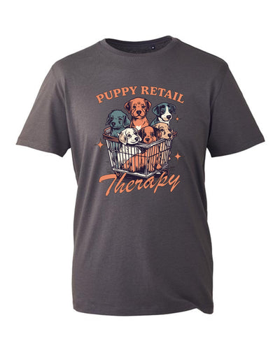 "Puppy Retail Therapy" Unisex Organic T-Shirt