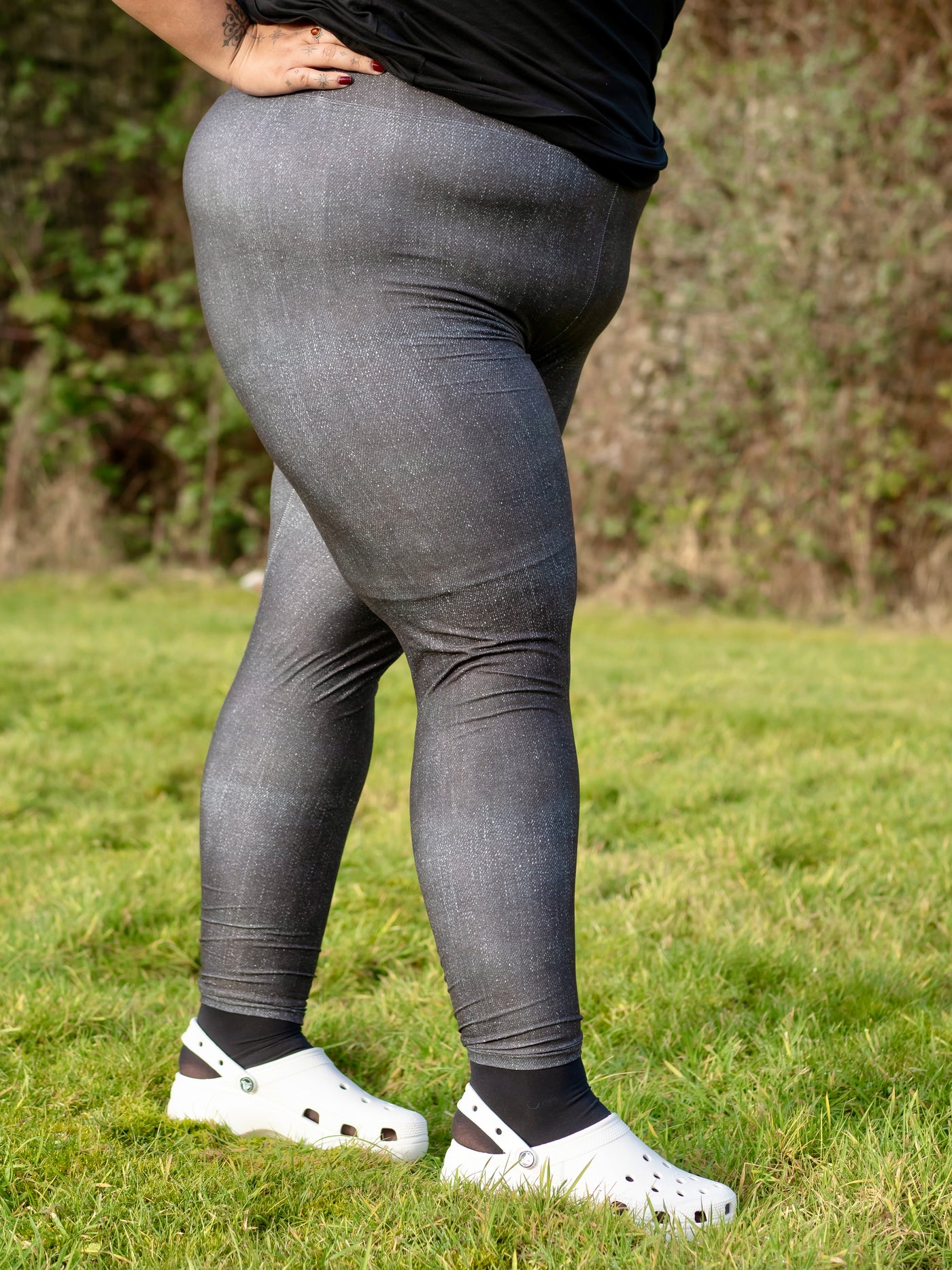 Black Washed Denim Look Super Soft Leggings