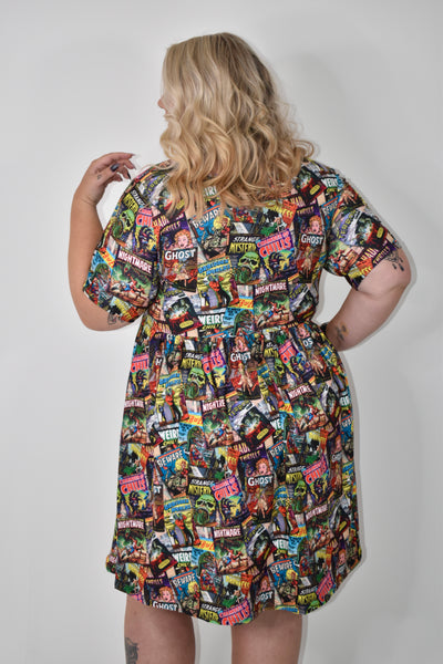 Creepy Comics 2-Way Pocket Skater Dress