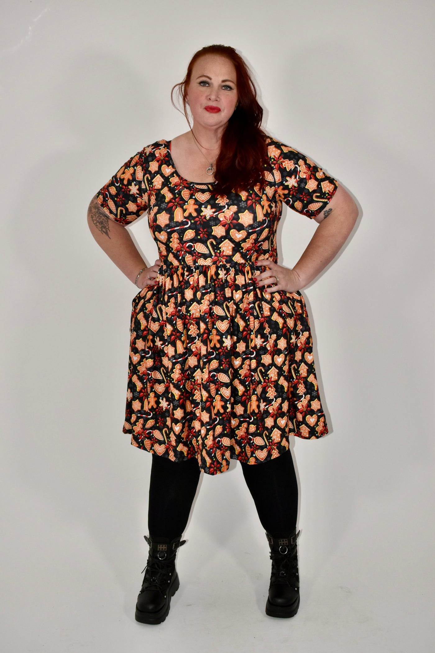 Gingerbread Treats 2-Way Pocket Skater Dress