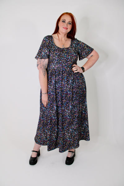 Glamorous Glitter Angel Sleeve Pocket Maxi Dress