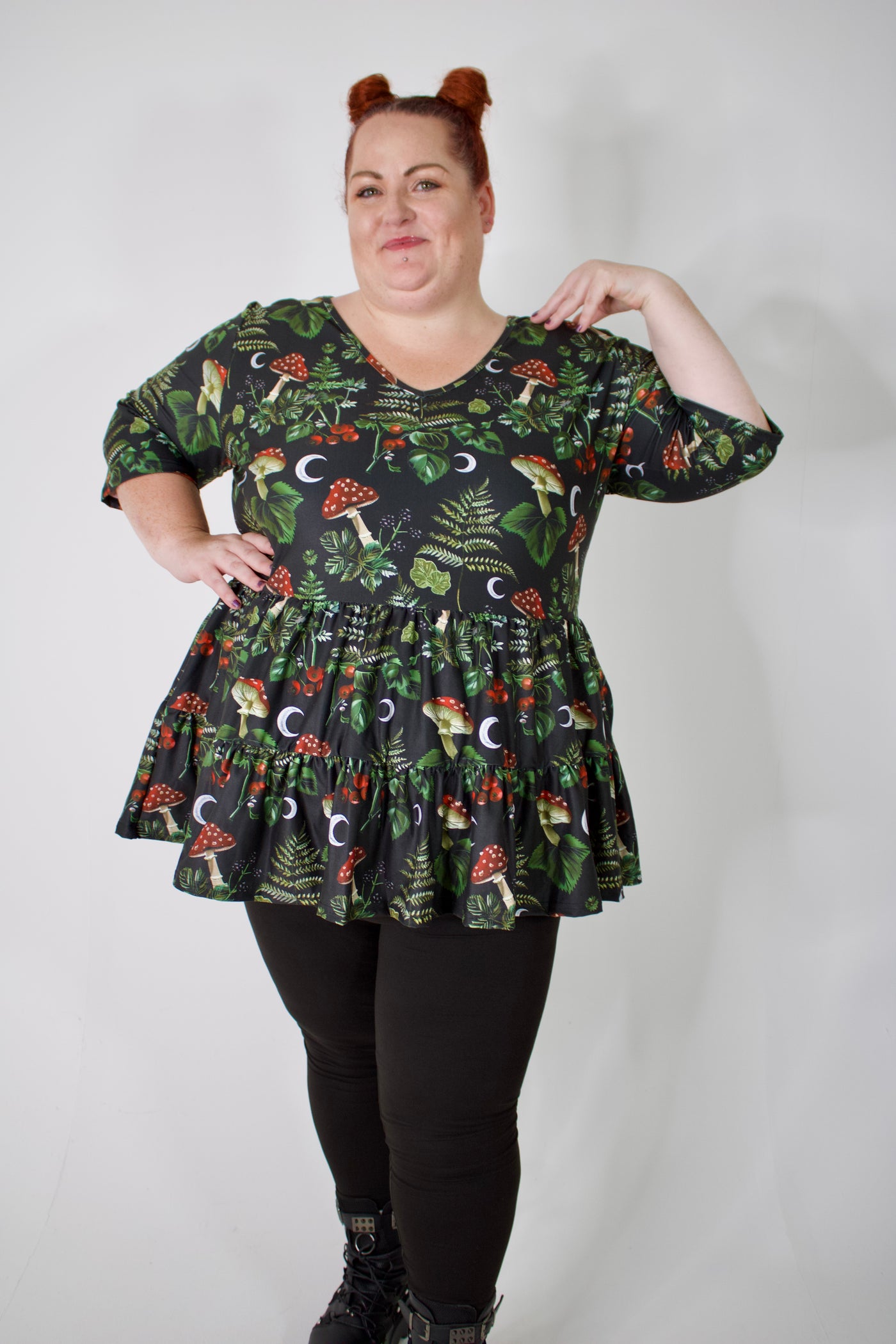 Woodland Witch V Neck Tiered Hem Top