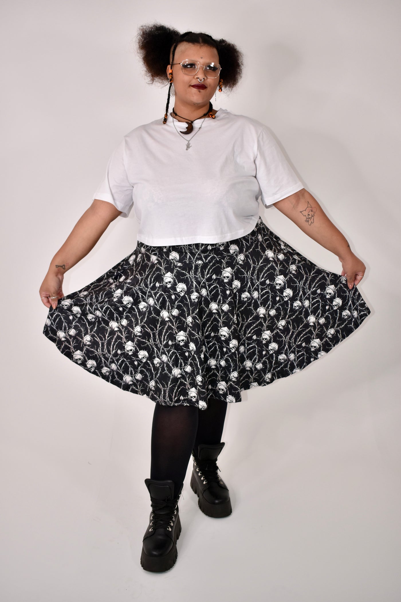 Forbidden Rose Pocket Skater Skirt