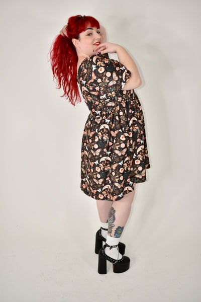 Lunar Garden Angel Sleeve Skater Dress