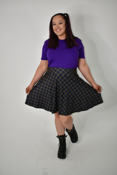 Rainbow Tartan Pocket Skater Skirt (Additional Size Added)