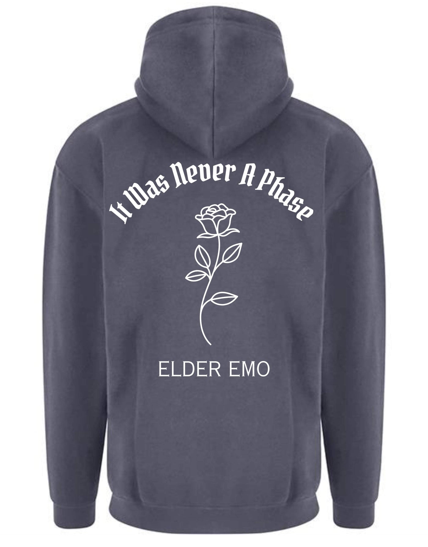 "Elder Emo" Rose Front & Back Print Longline Unisex Hoodie