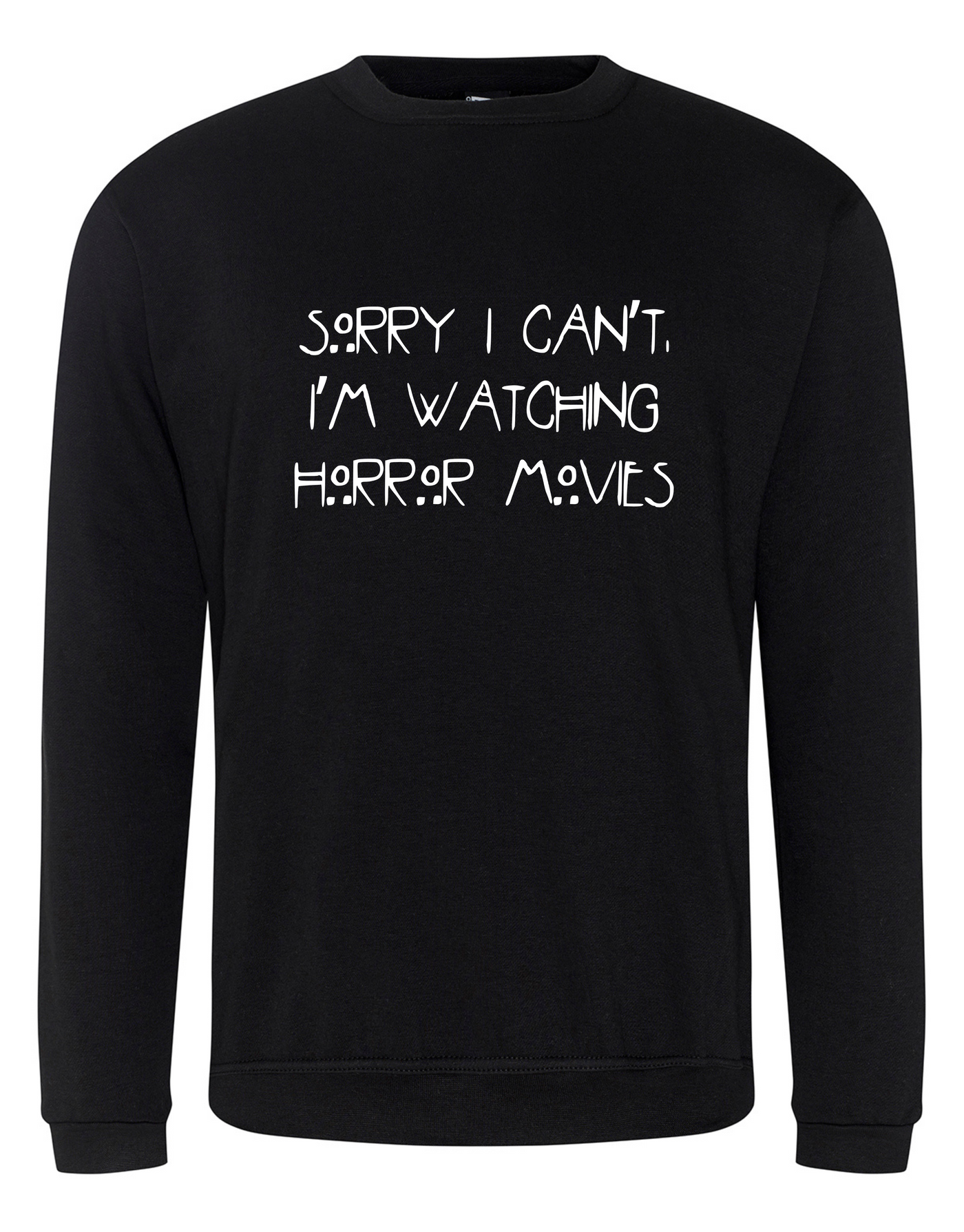 Black "Sorry I Can't" Horror Unisex Sweatshirt