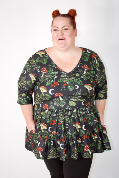 Woodland Witch V Neck Tiered Hem Top