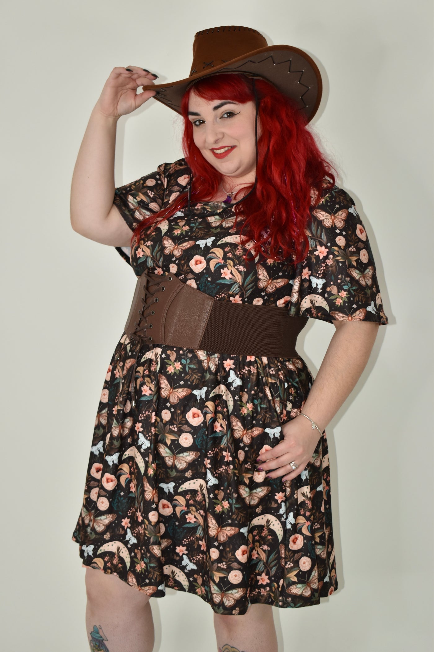 Lunar Garden Angel Sleeve Skater Dress