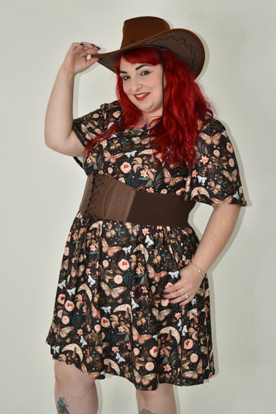 Lunar Garden Angel Sleeve Skater Dress