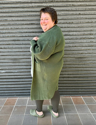 Forest Green Chunky Knit Cocoon Cardigan