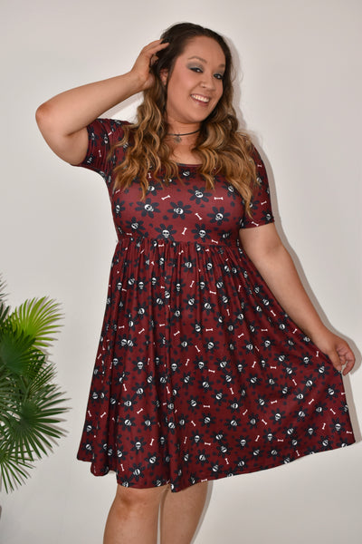 Bloomin' Bones 2-Way Pocket Skater Dress