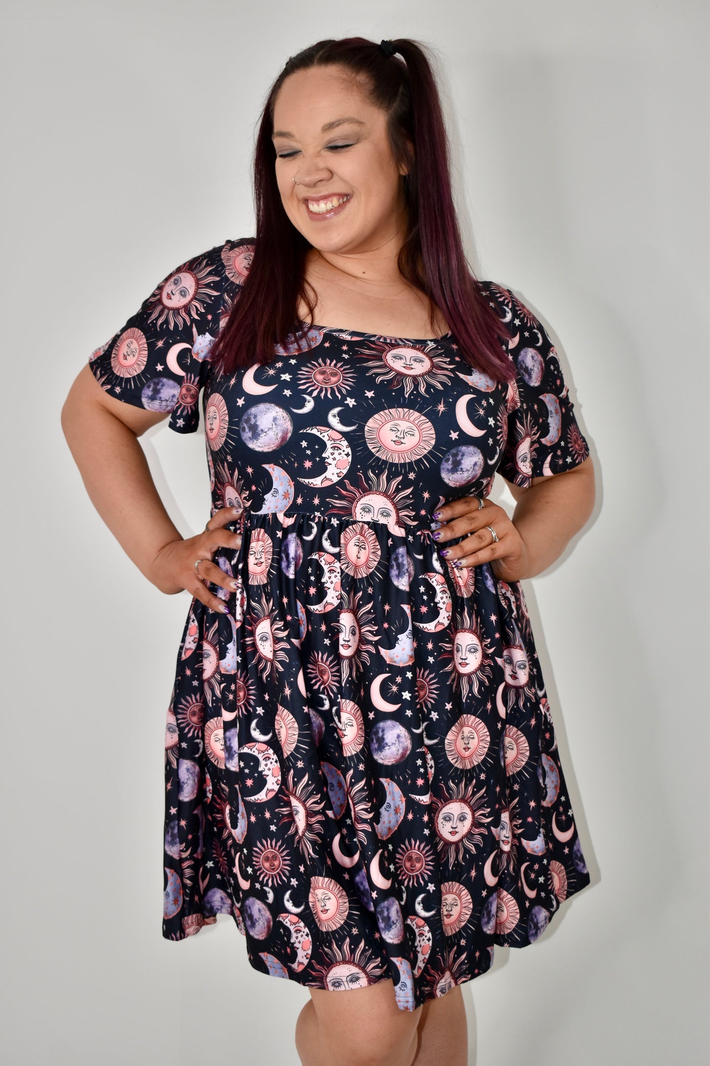 Celestial Night Angel Sleeve Skater Dress