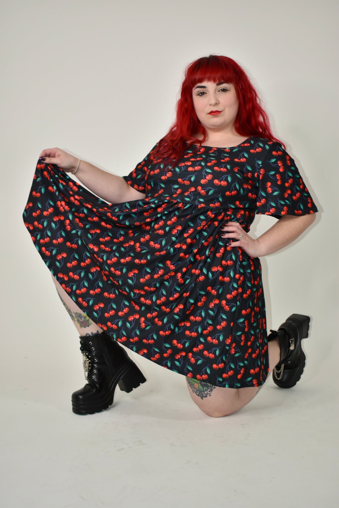 Cherry Baby Angel Sleeve Skater Dress
