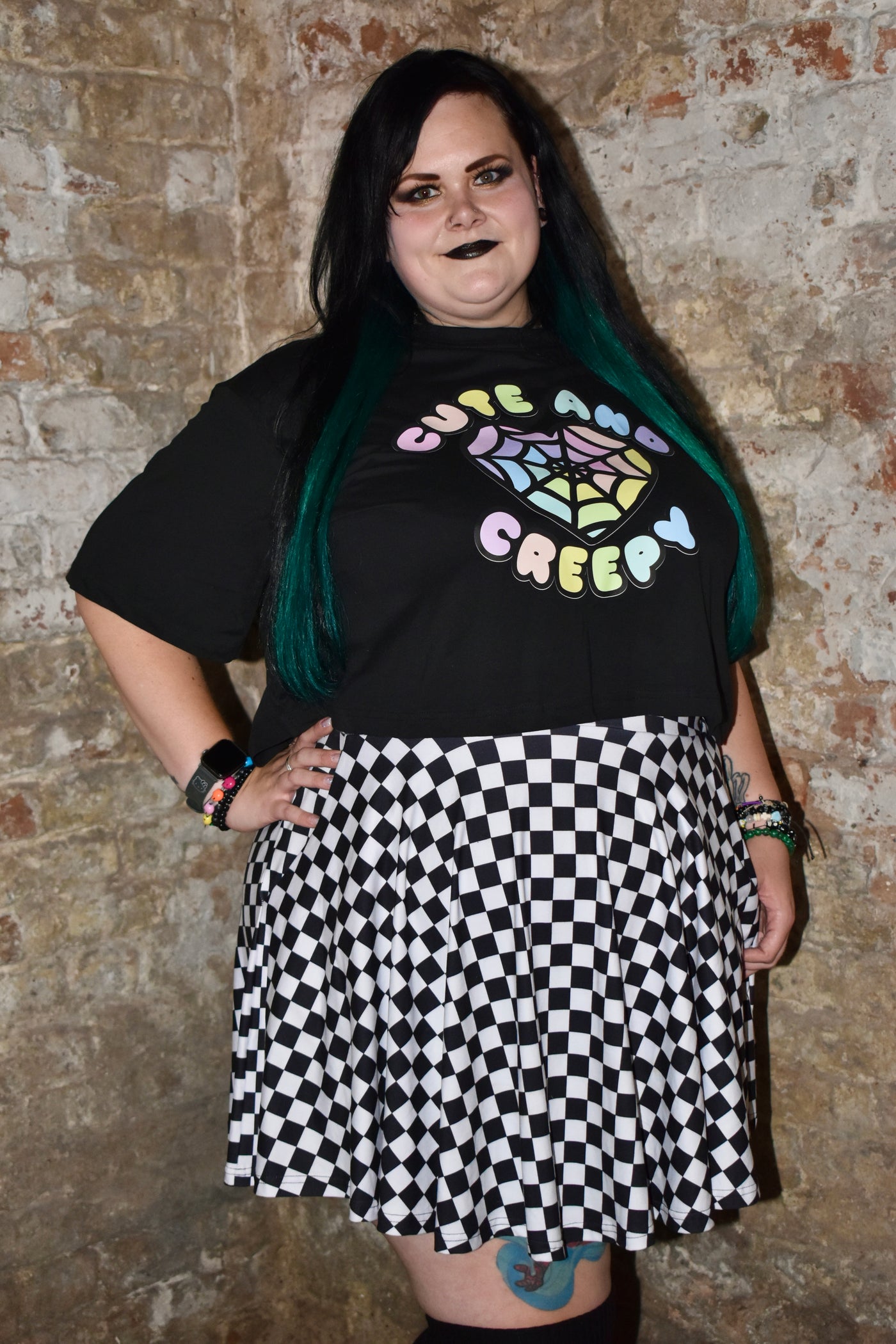 Black "Cute & Creepy" Unisex Cropped T-Shirt