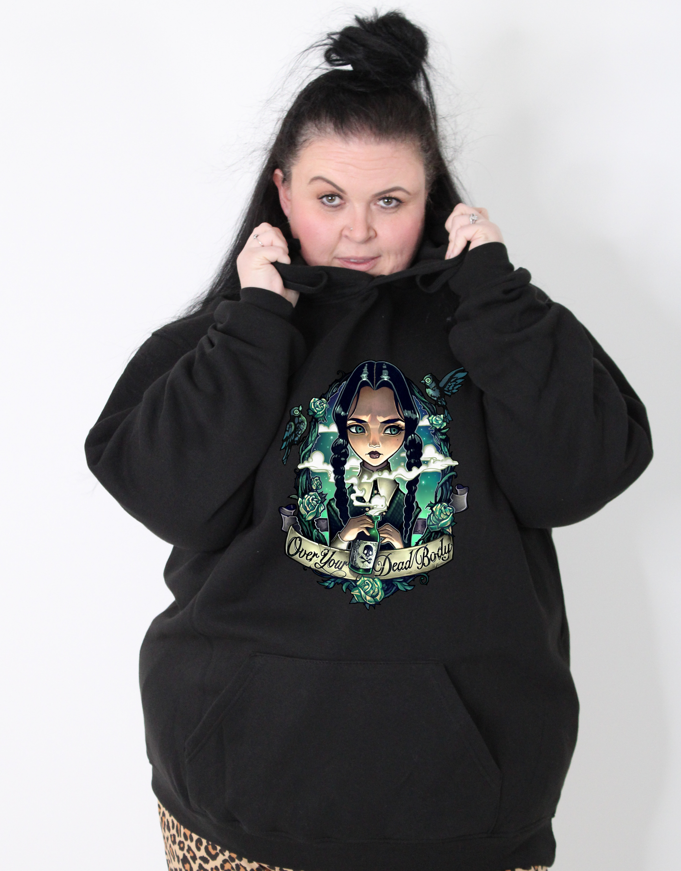 Black "Over Your Dead Body" Standard Unisex Hoodie