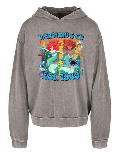 "Mermaid & Co" Friends Acid Wash Oversized Hoodie